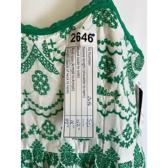 Adrianna Papell Green/Ivory Cotton Eyelet Midi Dress Size 10 MSRP $159 - Picture 10 of 10